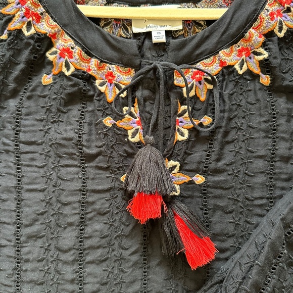 Johnny Was Embroidered Long Sleeve Black Blouse Size XS - Picture 15 of 16